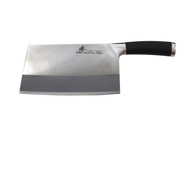 Zhen ZHEN A1T VG-10 Series 3-Layer Forged 8 in. TPR Handle Slicer Chopping Chef Butcher Knife Cleaver; Large A1T